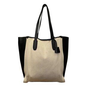 J.Crew Women’s Black & Bone Canvas & Leather Spacious Everyday Carry Tote Bag